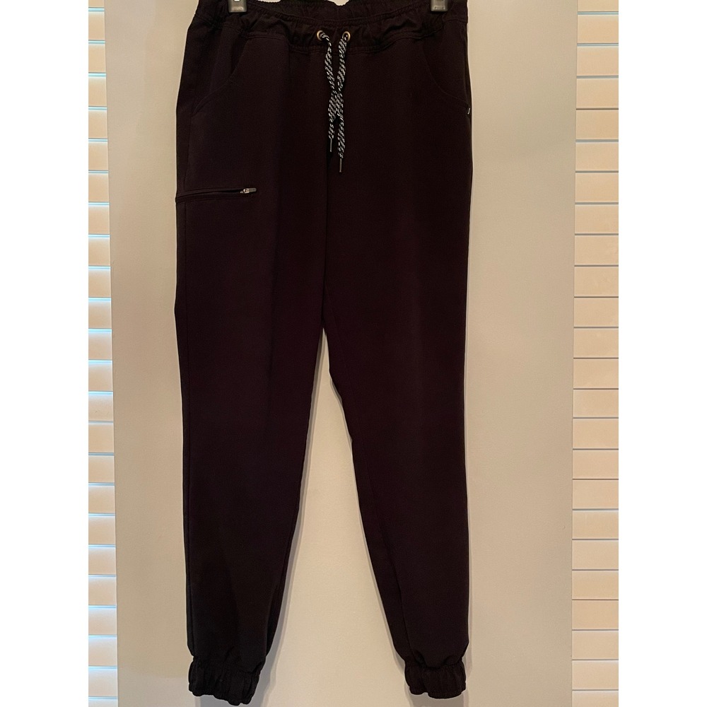 Jaanuu Women Black Scrub Jogger Pants Elastic Waist Drawstring Pockets Small